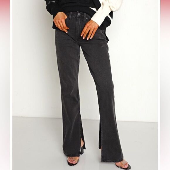 Pistola Alexa High Rise Slim Flare Slit Hem Black Jeans Women’s Sz 24 - Picture 1 of 9